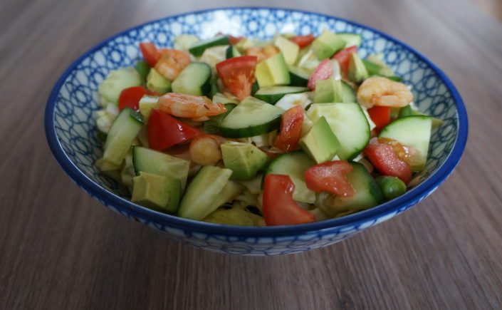 Salade met spitskool, boontjes en garnalen - Happy Mood Happy Food